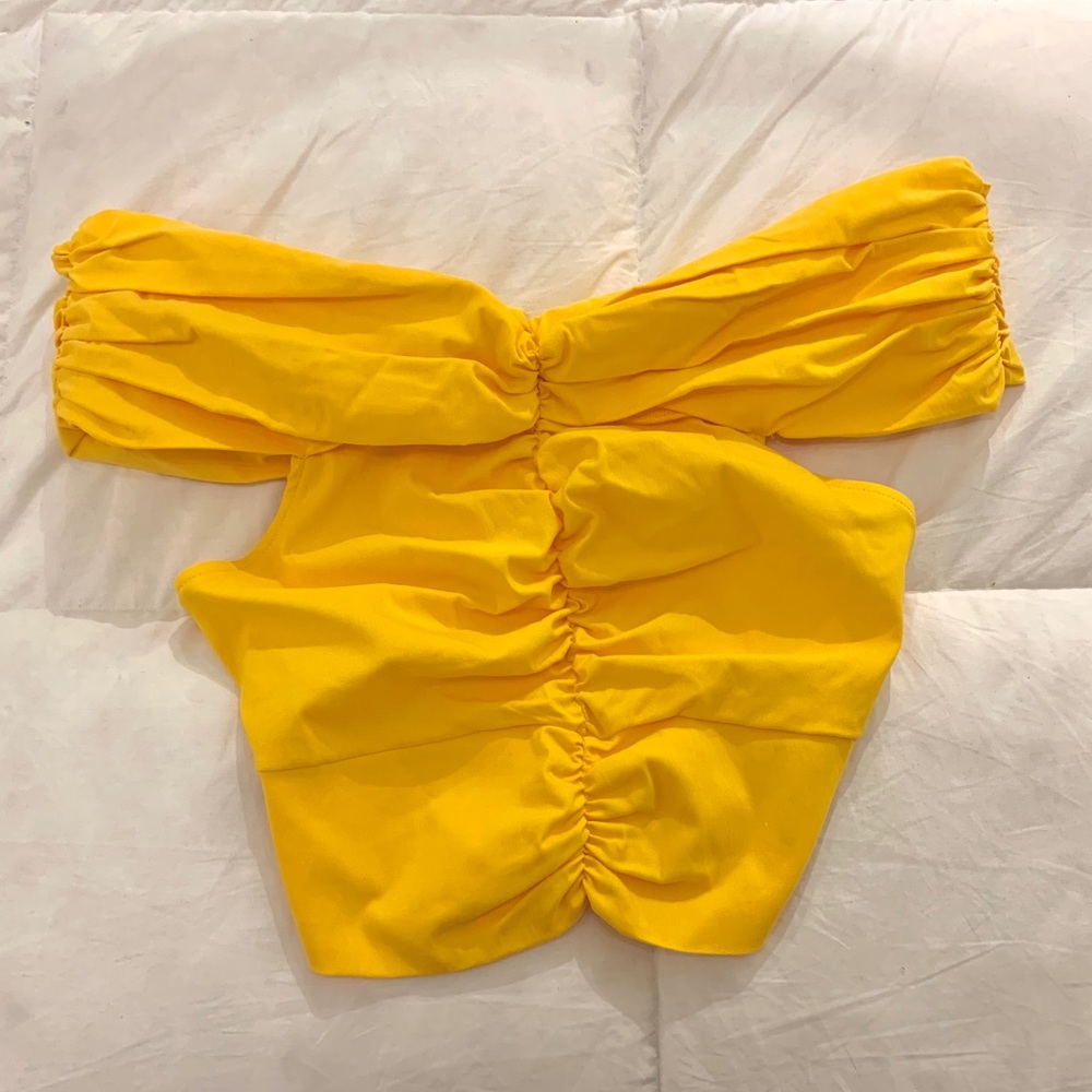 Zara Yellow Off the Shoulder Top